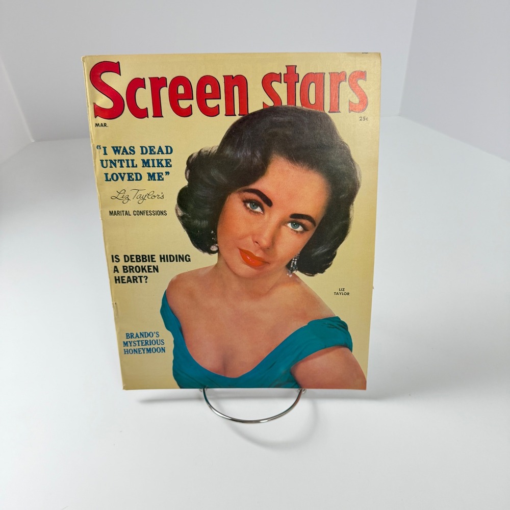 Vintage‎ Screen Stars Magazine March 1958 Elizabeth Taylor Cover